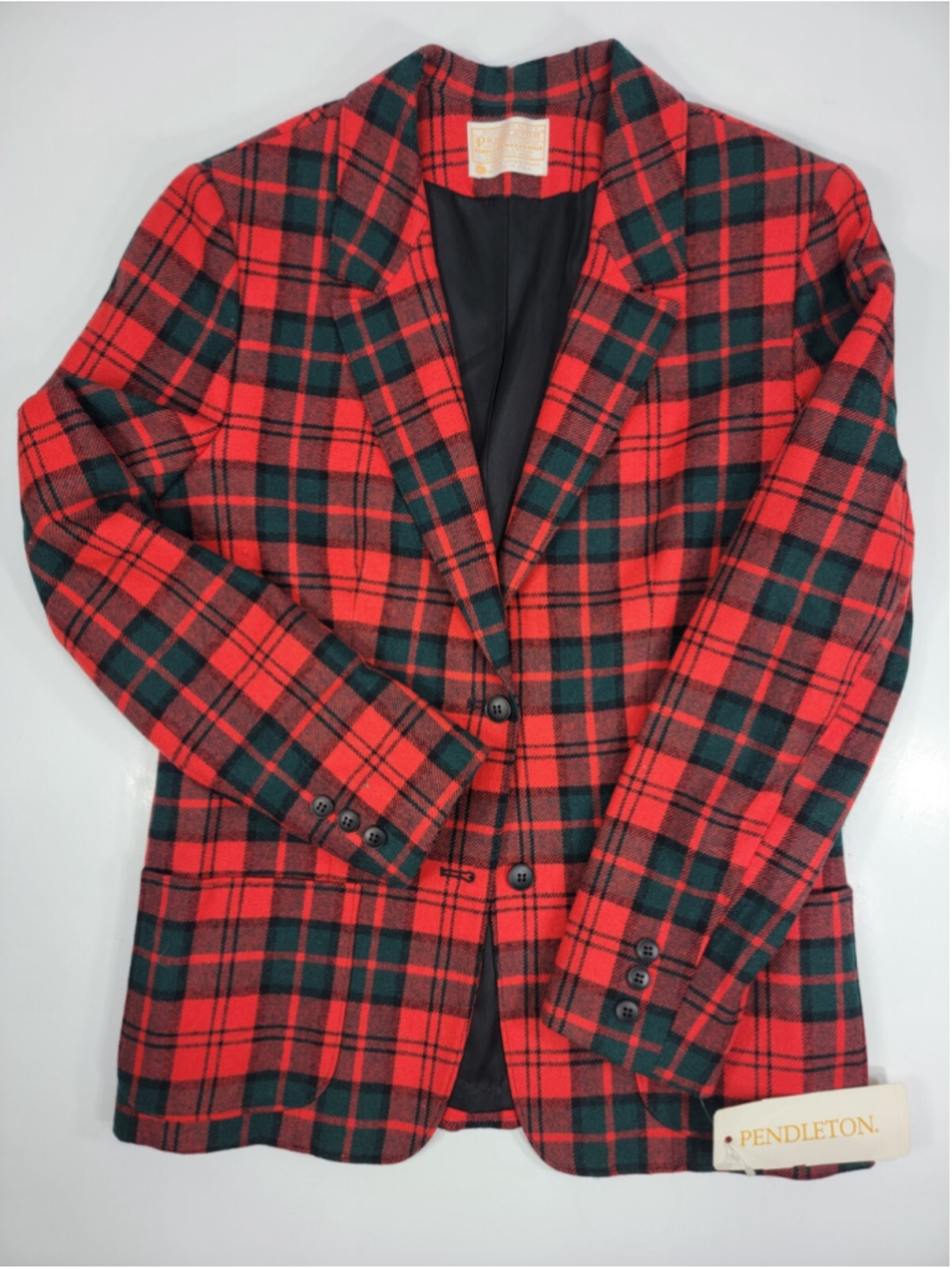 NEW Pendleton Vintage Women’s Size 12 Red Plaid Tartan Wool Blazer Jacket NWT